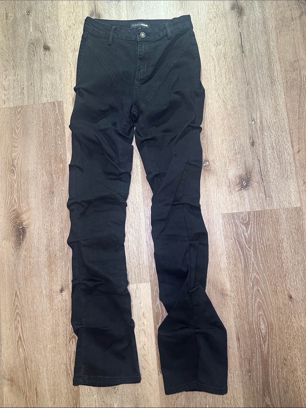 Sexy Fashion Nova Black Scrunch-Leg Jeans Tall Women Size 7
